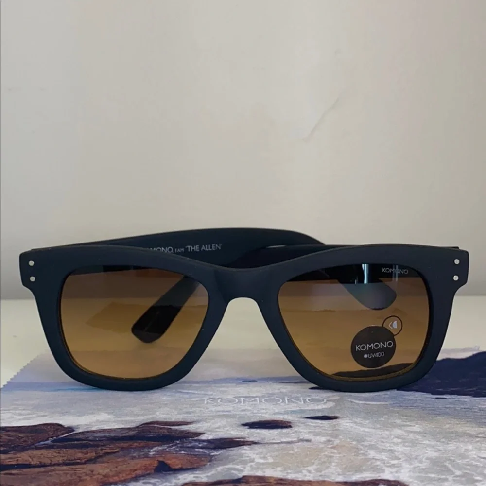 Komono New Allen Black Rubber Sunglasses NEW